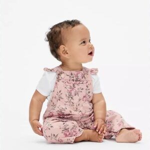 NWT Gap x LoveShackFancy floral Pink Kids Overalls 6-12mo
